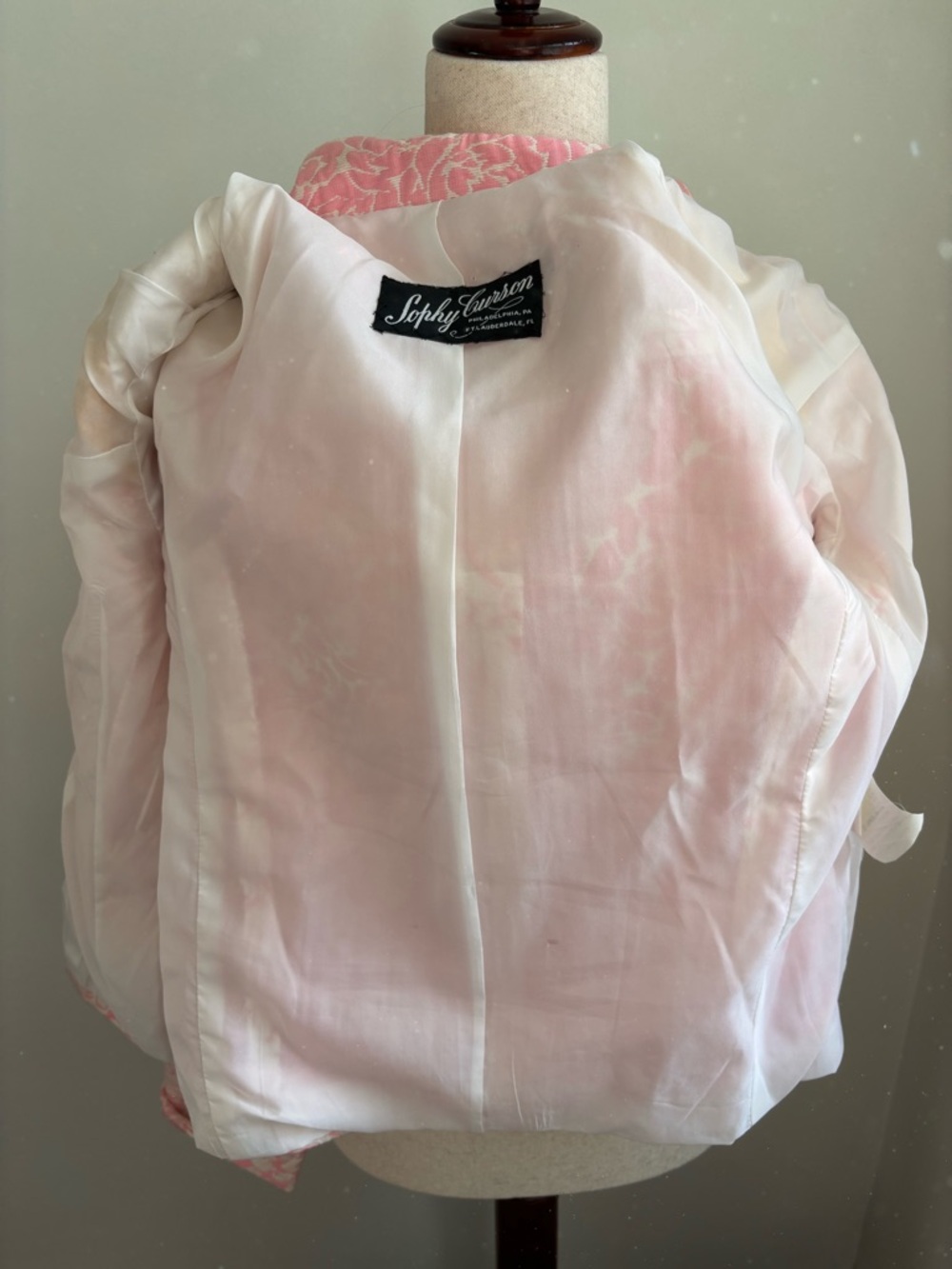 Vintage French Pink Brocade Blazer Pearl Buttons Coquette Jackie O EU 38 - Picture 8 of 8